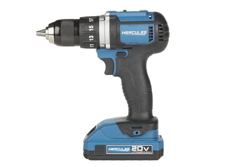 Kit includes 2Ah battery and dual voltage charger. . Hercules drill